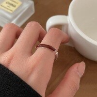 wholesale S925 Sterling Silver Drip Glaze Geometric Ring for Women, Small Batch Design, Minimalist Luxury Style, Stacking Ring-Sterling silver