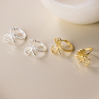 wholesale S925 Sterling Silver Hollow-Out Bow Back Earrings Autumn New Ins Style Design Ear Jewelry M02937-S925 silver pair gold 925 silver