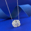 wholesale S925 silver new jewelry design camellia necklace for women, small and unique Chinese-style chic collarbone pendant, versatile accessory-0-1