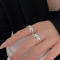 wholesale S925 sterling silver matte geometric open ring for women, Korean minimalist high-end niche design-0-0