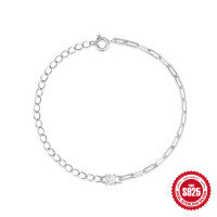 wholesale S925 Sterling Silver Zirconia Splice Bracelet, High-End Design,-Platinum 925 silver