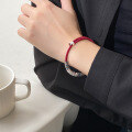 wholesale 999 Silver Nalan Literary Retro Chinese Style Exquisitely Simple Design Coiled Red Cord Adjustable Bracelet S7586-0-1