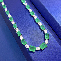 wholesale S925 Silver European and American Classic Green Women's Synthetic Emerald Necklace Pendant by Zhuozhifan Jewelry-N071 Emerald Necklace 925 Silver