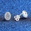 S925 Sterling Silver Moissanite Egg-shaped Stud Earrings-0-0