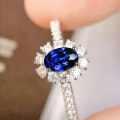 wholesale 925 Silver Zhuo Zhifan Jewelry New 4*6 Oval Blue Gemstone Ring for Women Luxury Full Diamond Fashion Versatile Daily Wear-0-2