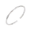 wholesale 999 Sterling Silver Möbius Ring Open Bracelet for Women, Bright Surface Simple Youthful Twist Braided Bangle-0-4