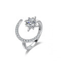 Silver Moissanite Ring Princess Crown Star Moon-0-0