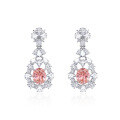 wholesale 925 Silver Gold-Plated Earrings with High-Carbon Diamonds and High-Quality Pink Diamonds for Party Events, Exquisite and Niche Versatile Jewelry for Women-0-0