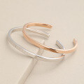 wholesale Sterling Silver Plated Rose Gold S990 Pure Silver Couple's Open Bracelet Engravable for Valentine's Day-0-3