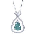 S925 Silver Natural Hazardous Material Blue Water Jade Gourd Pendant-0-3