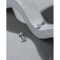 wholesale S925 Sterling Silver Minimalist Micro-Paved Star and Moon Stud Earrings for Sleeping Without Removal-0-1
