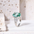 wholesale S925 Sterling Silver 10*14mm Large Carat Gemstone Ring Green Spinel Ring for Cross-Border Export-0-1