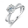 Silver Moissanite Ring Women's Six-Claw Flash Diamond-0-2