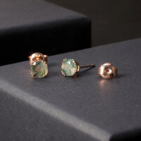 wholesale S925 Sterling Silver Minimalist and Ethereal Style Pendant with Natural Moss Agate Necklace and Stud Earrings Gemstone Jewelry Set-Natural water grass agate gemstone earrings