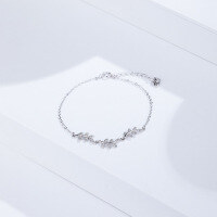 wholesale S925 Sterling Silver Minimalist Design Leaf Bracelet for Women, Creative Cross-Border New Accessory for Wholesale-Leaf Bracelet 925 Silver