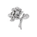 wholesale S925 Sterling Silver Korean Edition Minimalist Niche Luxury Diamond-Encrusted Thorn Rose Series Open Adjustable Ring for Women-0-5