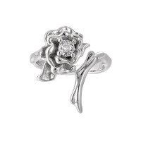 wholesale S925 Sterling Silver Korean Edition Minimalist Niche Luxury Diamond-Encrusted Thorn Rose Series Open Adjustable Ring for Women-Platinum [No. 15/Adjustable] Opening adjustable