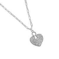 wholesale S925 Sterling Silver Korean Version Ins Minimalist Designed Plum Blossom Heart Inlaid Zircon Necklace for Women-Platinum 925 silver