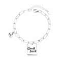 wholesale S925 Sterling Silver Ins Minimalist Square Pendant Good Luck Bracelet with Wish-Granting Bead Charm Jewelry-0-4