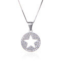 wholesale S925 silver round full diamond pentagram pendant women Korean style minimalist luxury fashion personality silver pendant wholesale-0-4