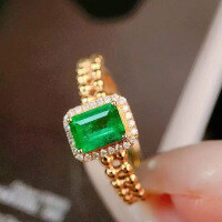 wholesale S925 Silver New Simulated Emerald 2 Carat Ring with High Carbon Diamonds, Small Batch Design by Zhuozhifan Jewelry-Green 7