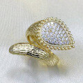 wholesale S925 Silver New Bohemian Style Simulated Diamond Snake-shaped Adjustable Ring for Women-0-1