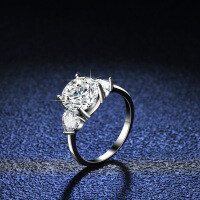 S925 Silver 4-Claw 3ct Moissanite Heart Shape Engagement Ring-3 carats (empty setting)  size 17