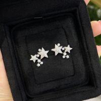 S925 Silver Micro-Pavé Moissanite Star Stud Earrings-0.36-carat solid moissanite earrings  S925 sterling silver plated with gold
