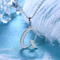 Metal Alloy Creative 26-Letter Simple Moissanite Necklace with Advanced Group Setting-0-15