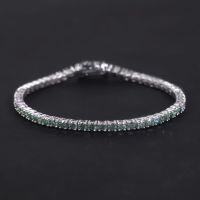 wholesale S925 Sterling Silver Gold-Plated, Forest-Inspired Whitening Green Moissanite Tennis Bracelet 3/4/5mm Hip-Hop Colorful Bracelet-3mm Green Moissanite Bracelet 6.5 inches (approximately 16.5cm)