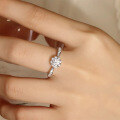wholesale S925 Sterling Silver Moissanite Flower Ring Light Luxury Elegant Retro High-End Small Fragrance Style Proposal Wedding Ring-0-2