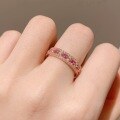 wholesale S925 Sterling Silver Plated with 18K Rose Gold Ruby Pigeon Blood Red Gemstone Ring Vintage Luxury Diamond-Encrusted Colored Gemstone Band-0-2