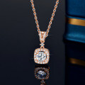 Sterling Silver 1-Carat Moissanite Women's Luxury Square Pendant Necklace-0-2