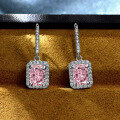 wholesale 925 Silver New 15ct Rectangle Ice-Cut Earrings with High-Carbon Diamond Ear Hook Jewelry-0-5