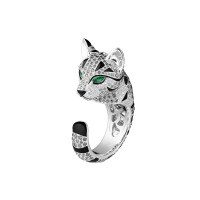 wholesale 925 Silver Gold-Plated Ring with High-Carbon Diamonds, Enamel Bengal Leopard Cat High-End Jewelry for Women-Large Silver &gt;One Size