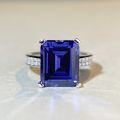 wholesale 925 Sterling Silver Women'sTanzanite Diamond Ring Classic Four-Prong Gemstone Ring 10X12 Factory Direct-0-0