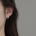 wholesale S925 Sterling Silver Geometric Diamond-Inlaid Ear Clasps, Trendy Unisex Versatile Ear Clasps, Internet Celebrity Same Style Light Luxury Ear Hoops-0-2