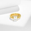 wholesale S925 silver gold-plated Italian-style woven Cuban ring 7*9mm emerald-cut moissanite women's niche-0-2