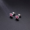 wholesale S925 Sterling Silver Early Spring Exquisite Small Gemstone Earrings with Natural Pink-White Topaz in a Five-Pointed Star Shape-0-3