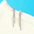 wholesale S925 Sterling Silver Long Fringe Earrings, High-End Luxury Exaggerated Fashion Pure Silver Stud Earrings, Unique Silver Earrings-0-2