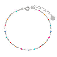 wholesale S925 Sterling Silver 233 Euro-American Style Original Design Minimalist Personality Colorful Resin Bead Splice Chain Link Bracelet for Women-Platinum 925 silver