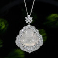 wholesale 925 Silver She's Jewelry Cross-Border New National Style White Buddha Pendant Fashionable Light Luxury Necklace 45cm Adjustable-0-1