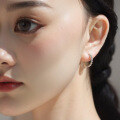 wholesale 925 Silver Plated with White Gold, Exquisite Vintage Hoop Effect Stud Earrings, Elegant New Style-0-3