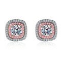 wholesale Platinum 950 Gold Plated 925 Sterling Silver Earrings for Women with 1 Carat Moissanite, Two-Tone Rose Gold, Fashionable and Elegant-0-4