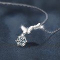 S925 Silver Double Butterfly Pendant 1-Carat Unique Exquisite Micro-Set Moissanite Necklace-0-1