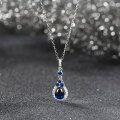 wholesale 925 Sterling Silver Cloud-Pull Jewelry Teardrop-Shaped Synthetic Sapphire Pendant Necklace Design Direct from Manufacturer-0-3