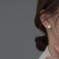 wholesale S925 silver Korean-style synthetic pearl threaded ear studs, minimalist vintage wind ear accessories for women M03990-0-1