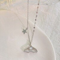 wholesale S925 Sterling Silver Mermaid Tail, You Are My Everything, Exquisite and Versatile Set Necklace for Women, Winter Luxury, Unique Design, Premium Feel-Fishtail Necklace 925 Silver