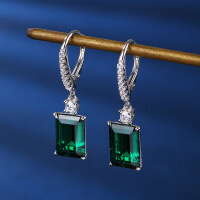 wholesale S925 Sterling Silver New Enzela Emerald Ice Flower-Cut Gemstone Ear Hooks for Women Wholesale Factory-green