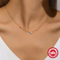 wholesale S925 Silver New Stylish Opal Diamond Pendant Choker Necklace,-0-1